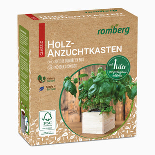 Boîte de culture S en bois avec terreau de coco (1L)